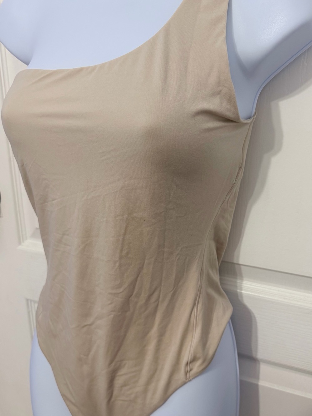 Neutral Beige Scoop Neck Women’s Tank Bodysuit